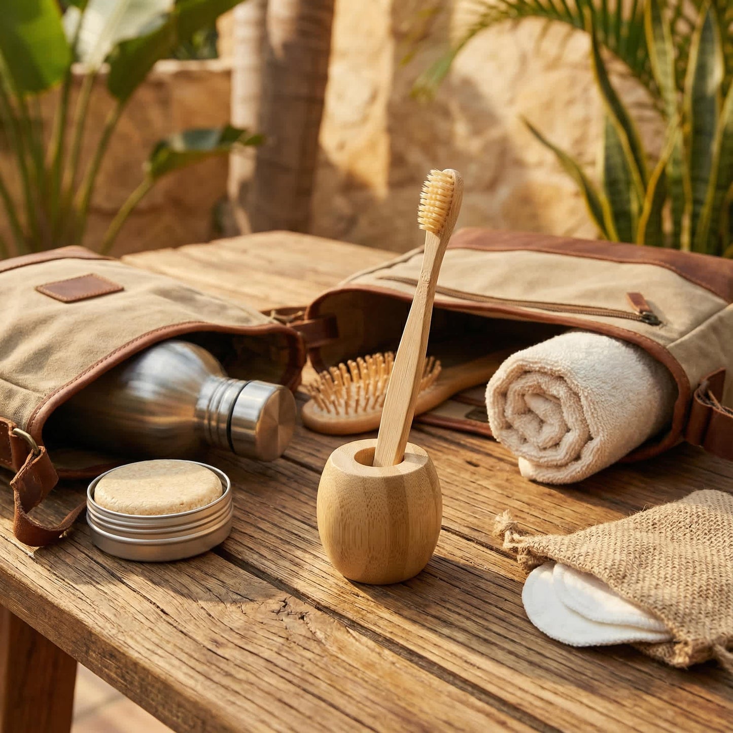 Natural Bamboo Toothbrush Stand
