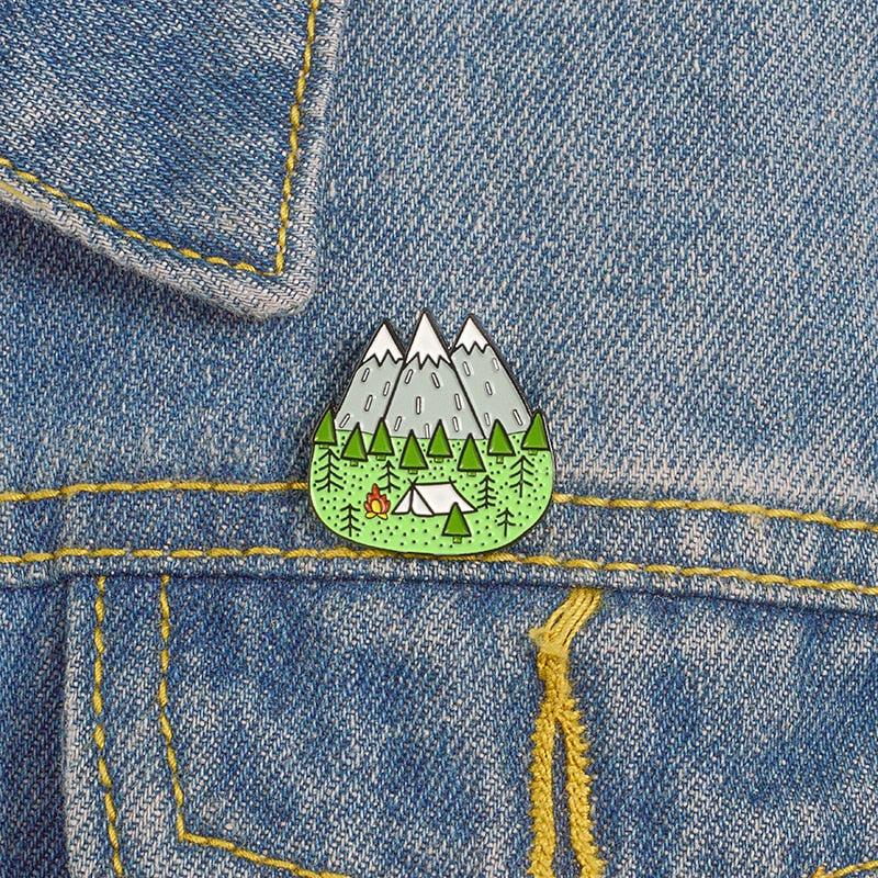 Mountain Camping Pin