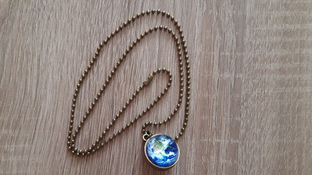 Glass Earth Pendant Necklace