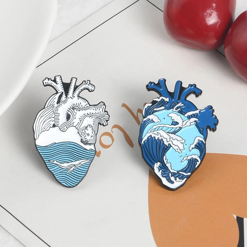 Ocean Anatomical Heart Pin Set Ethical Earth Store