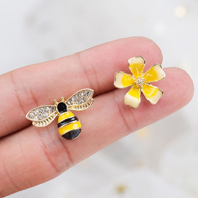 Bee & Flower Earrings