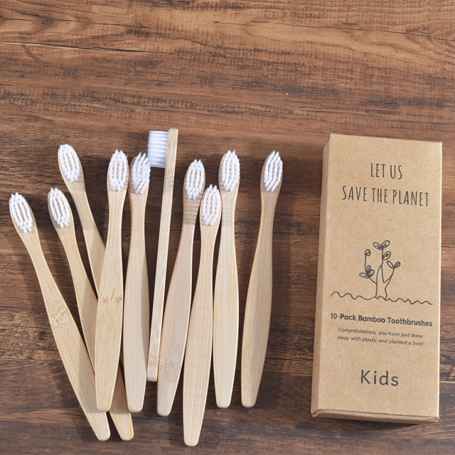 Kids Bamboo Toothbrush - 10 Piece