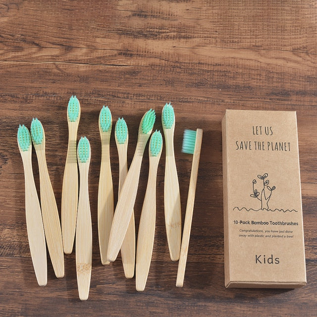 Kids Bamboo Toothbrush - 10 Piece