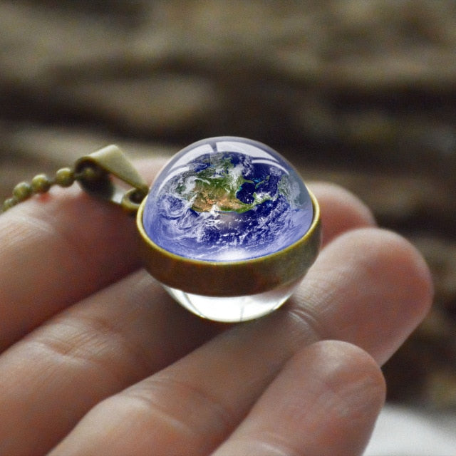 Glass Earth Pendant Necklace